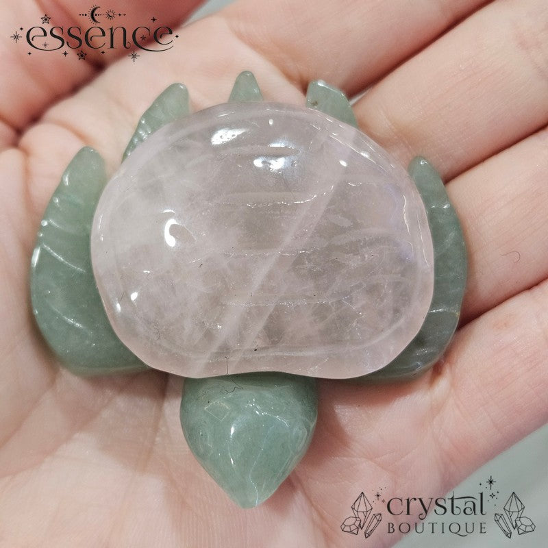 Green Aventurine Turtle with Rose Quartz Shell 🐢