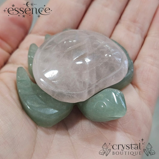 Green Aventurine Turtle with Rose Quartz Shell 🐢