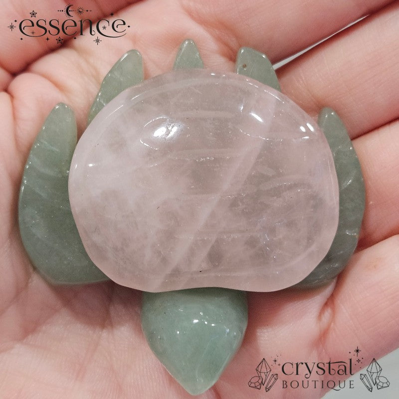Green Aventurine Turtle with Rose Quartz Shell 🐢
