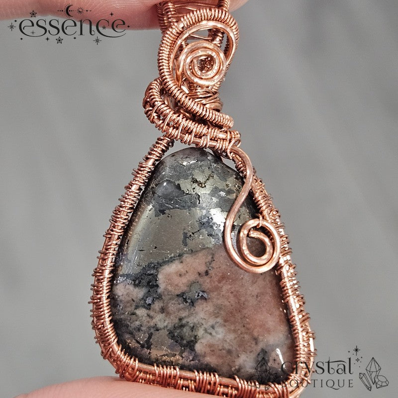 Triplite, Wagnerite & Pyrite Pendant
