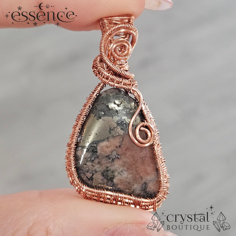 Triplite, Wagnerite & Pyrite Pendant