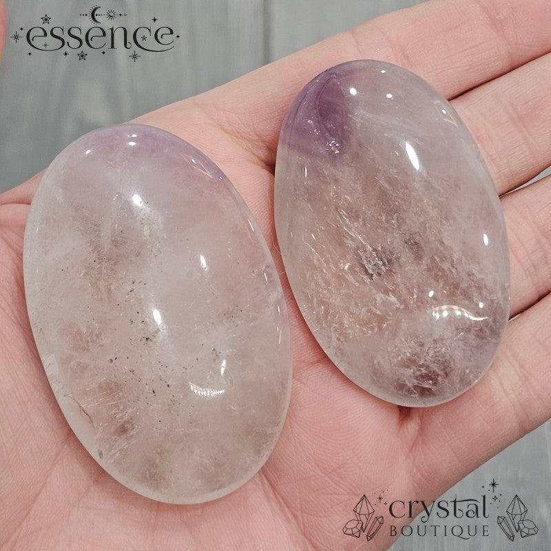 Clear Quartz with Amethyst Palmstone