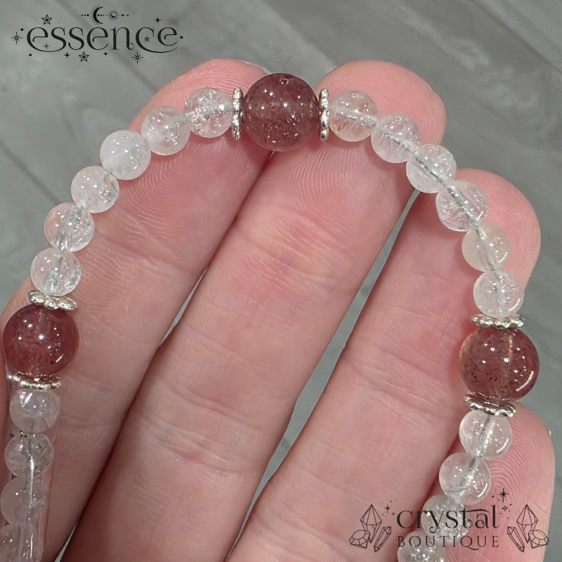 Strawberry Quartz & Clear Quartz Phone Chain