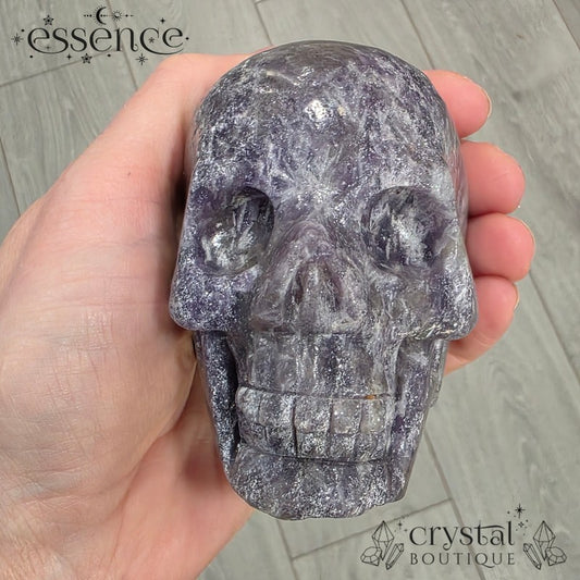 Lepidolite Skull with Smoky Quartz & Pink Tourmaline