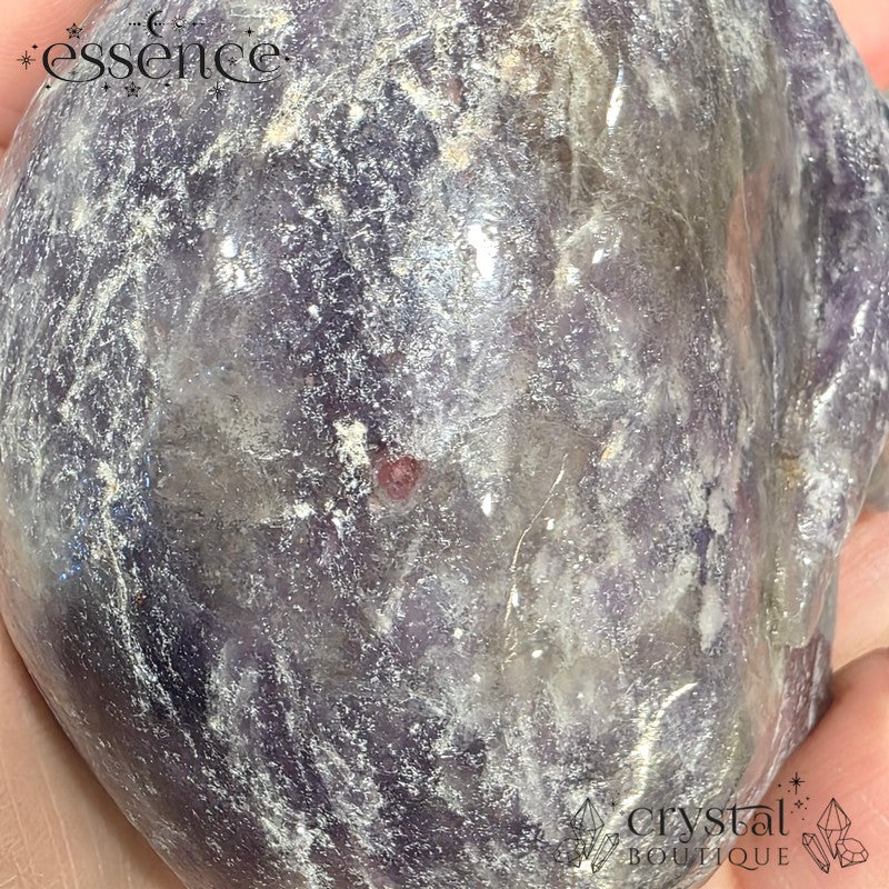 Lepidolite Skull with Smoky Quartz & Pink Tourmaline
