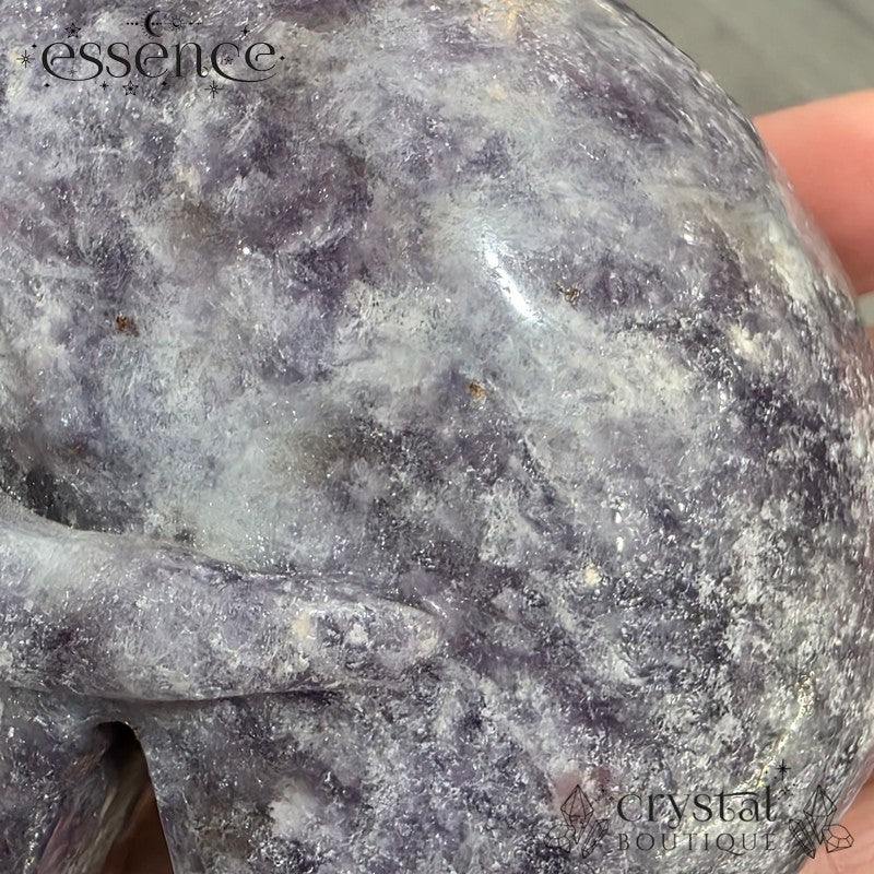 Lepidolite Skull with Smoky Quartz & Pink Tourmaline