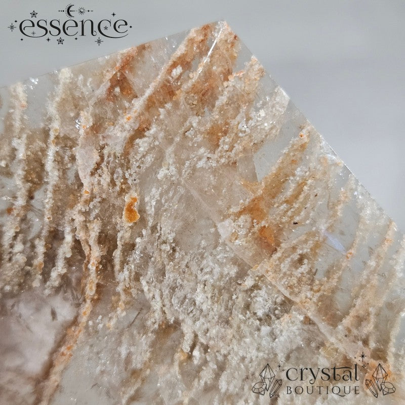 Thousand Layer Quartz Polished Freeforms on stand