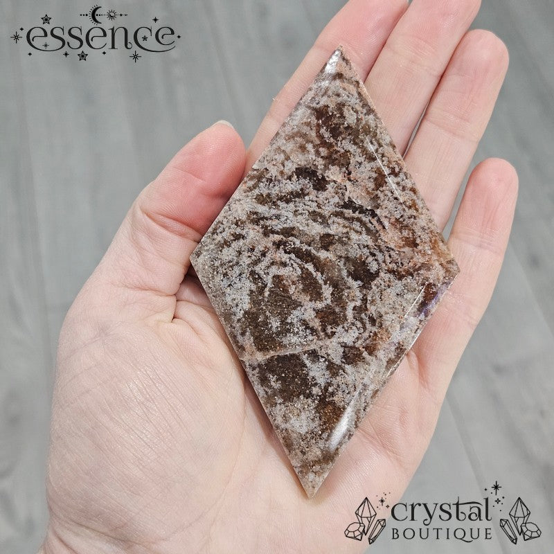 Thousand Layer Quartz Polished Freeforms on stand