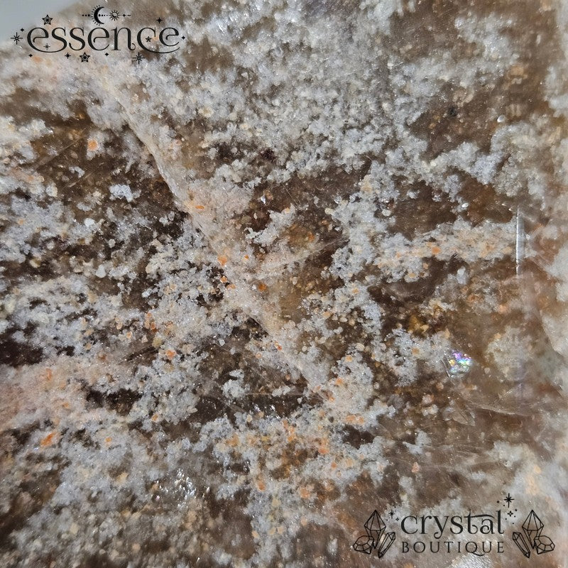 Thousand Layer Quartz Polished Freeforms on stand