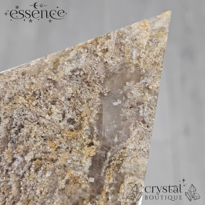 Thousand Layer Quartz Polished Freeforms on stand