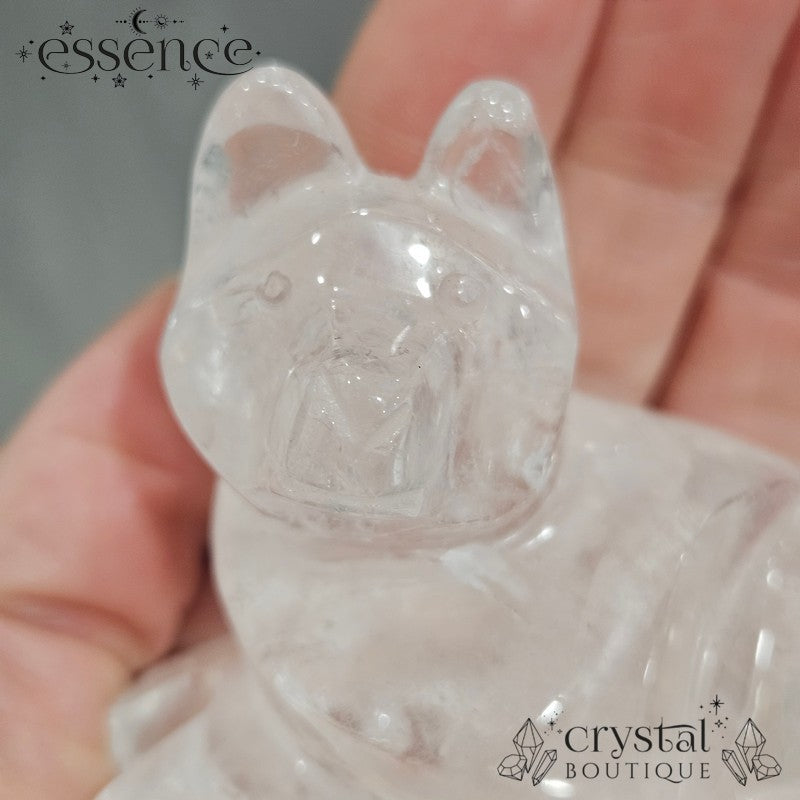 Brazilian Clear Quartz Dog Carving