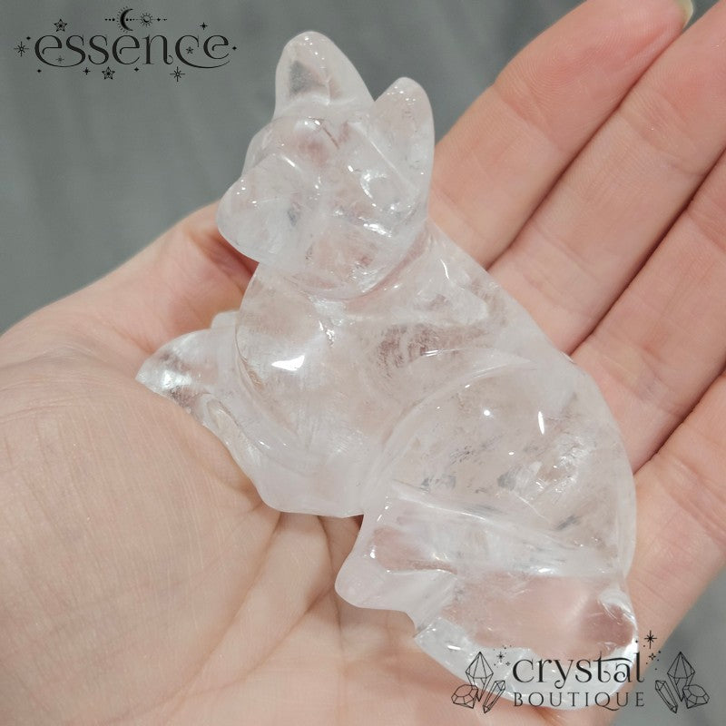 Brazilian Clear Quartz Dog Carving