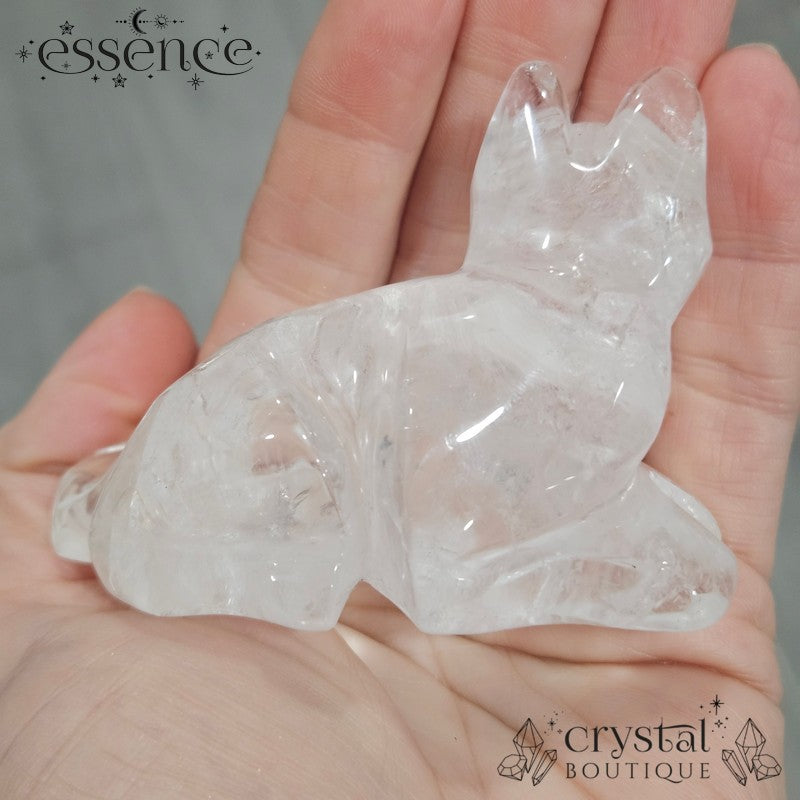 Brazilian Clear Quartz Dog Carving