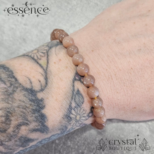 Peach Moonstone & Sunstone Bead Bracelet