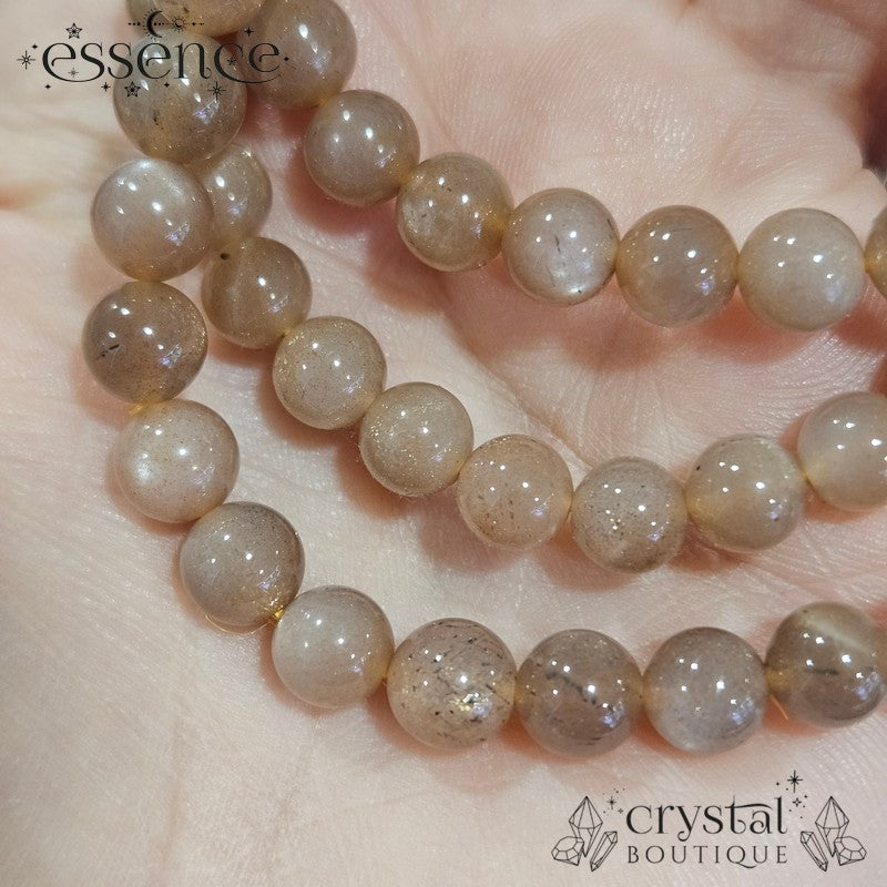 Peach Moonstone & Sunstone Bead Bracelet