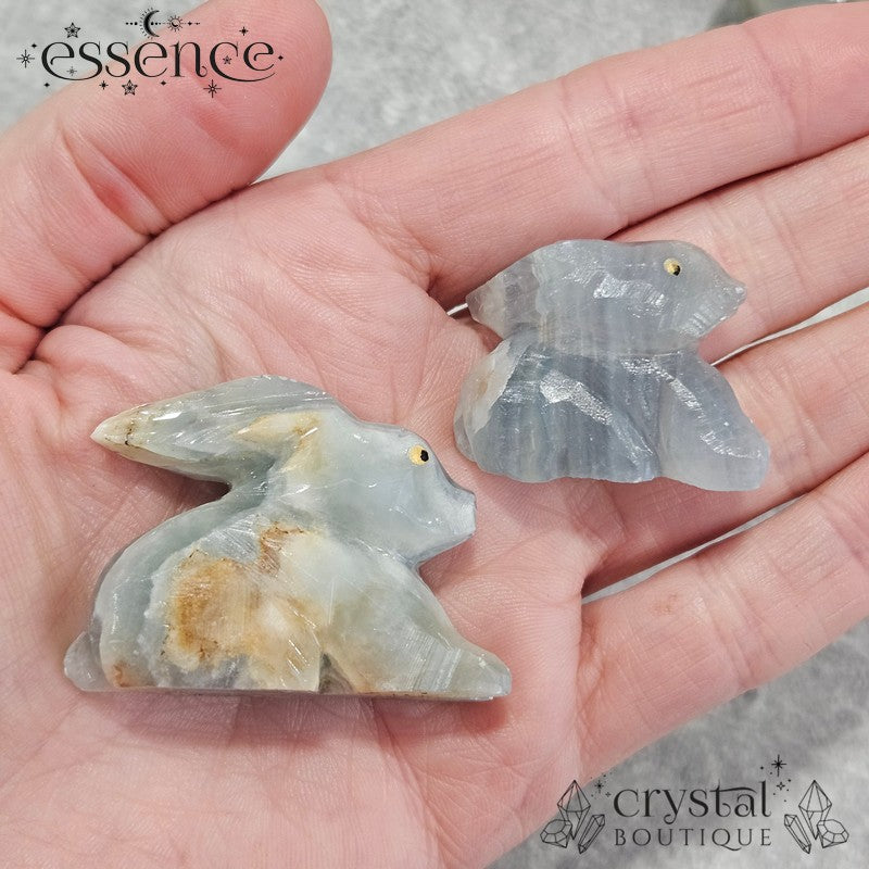 Blue Banded Calcite Animal carvings (Rabbit, dog, Whale)