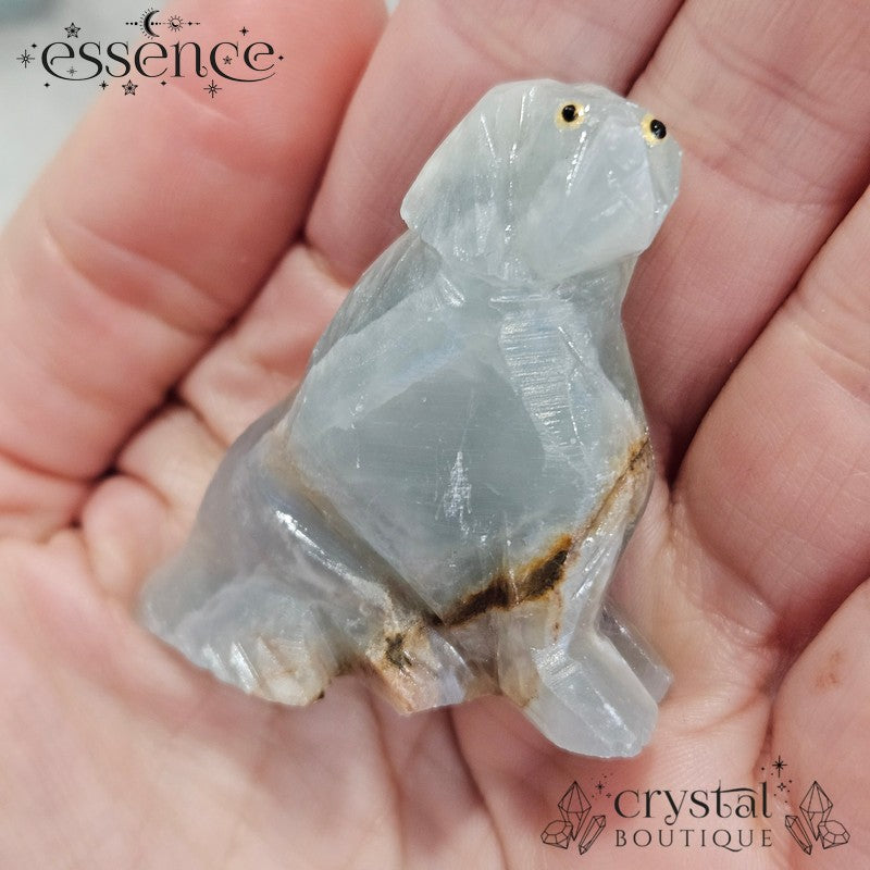 Blue Banded Calcite Animal carvings (Rabbit, dog, Whale)