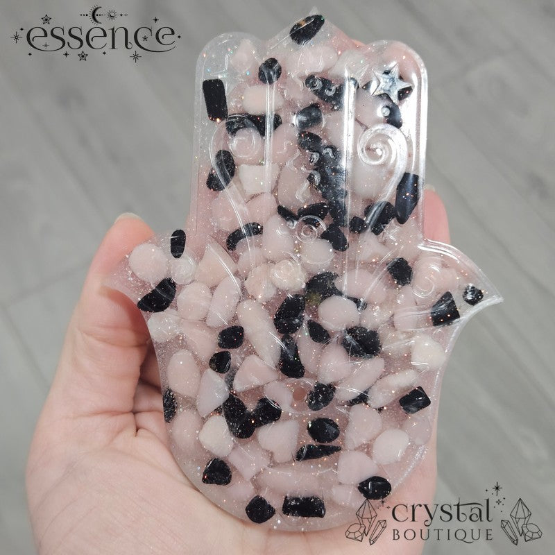 Black Tourmaline and pink Opal Resin Incense Holders