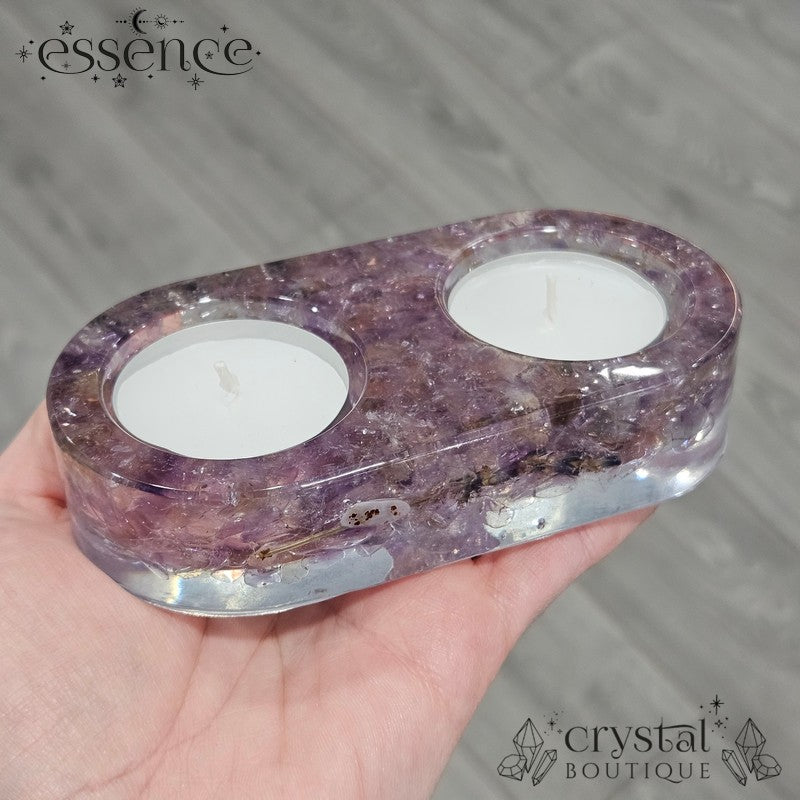 Double Crystal Resin Candle Holders