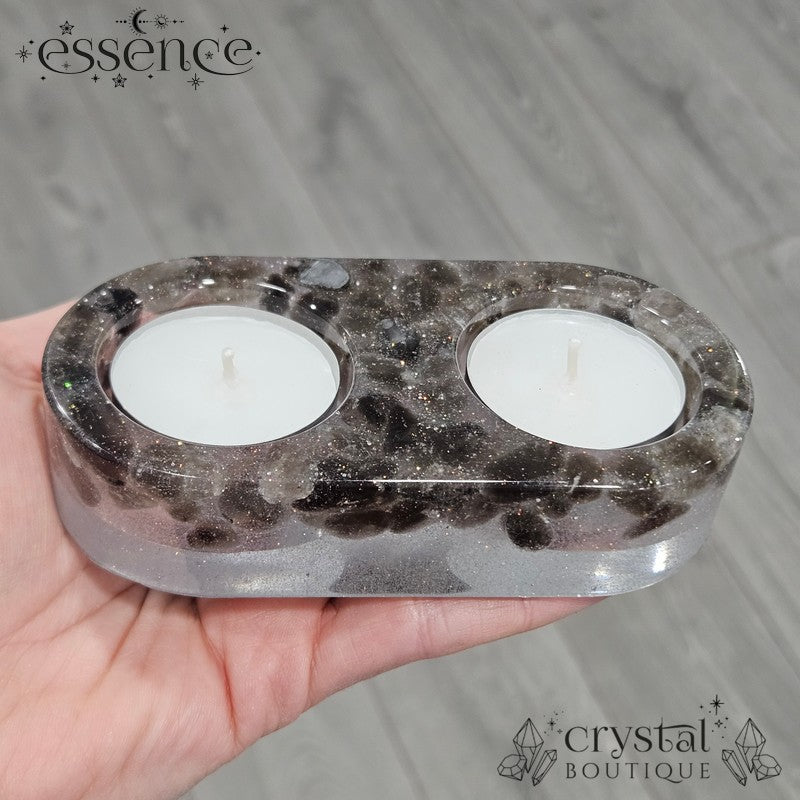 Double Crystal Resin Candle Holders