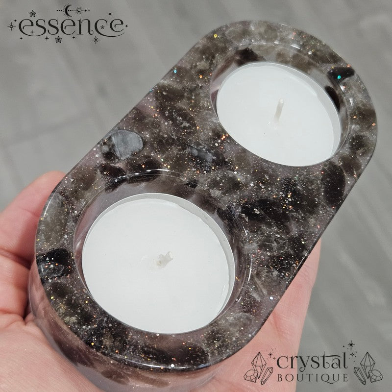 Double Crystal Resin Candle Holders