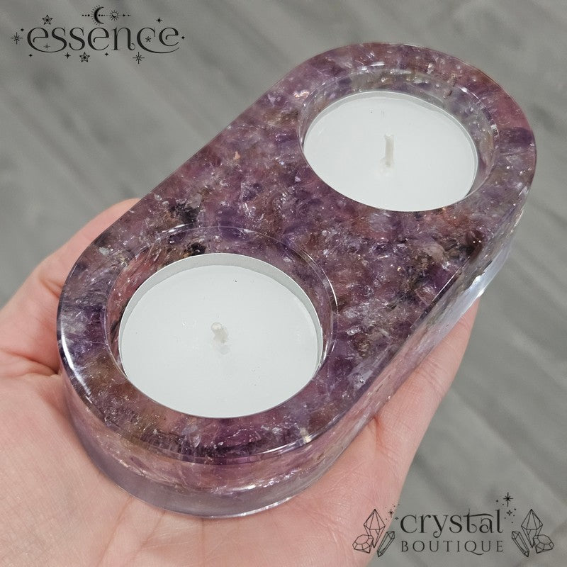 Double Crystal Resin Candle Holders
