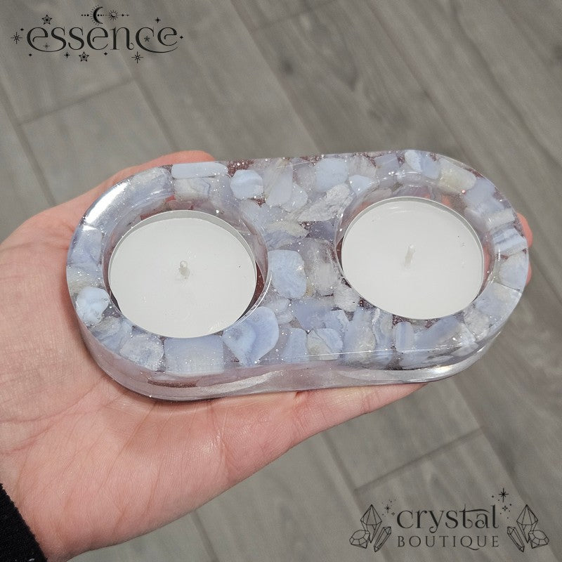 Double Crystal Resin Candle Holders