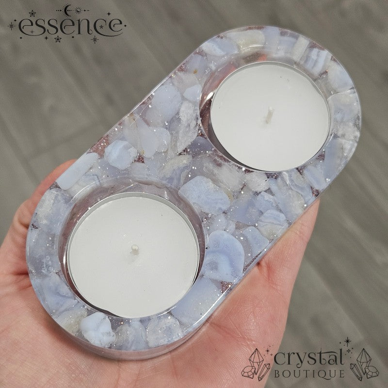 Double Crystal Resin Candle Holders