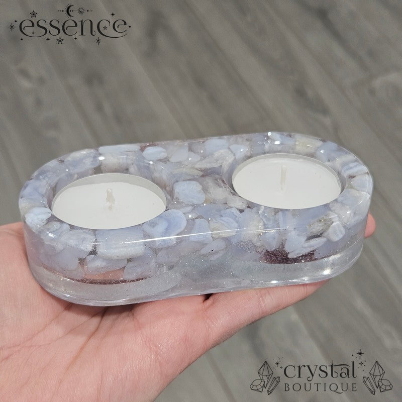 Double Crystal Resin Candle Holders