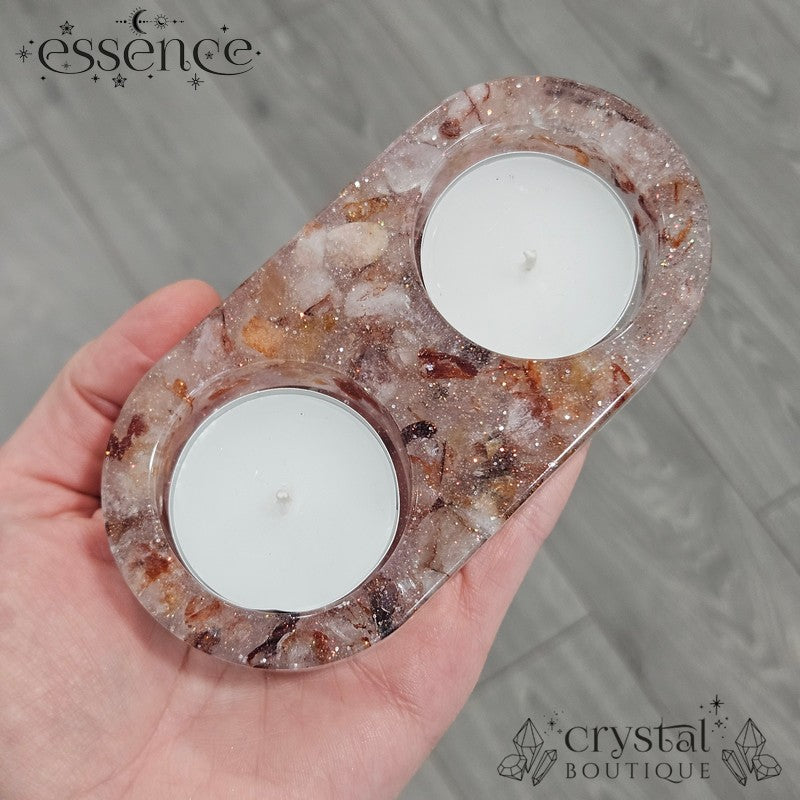Double Crystal Resin Candle Holders