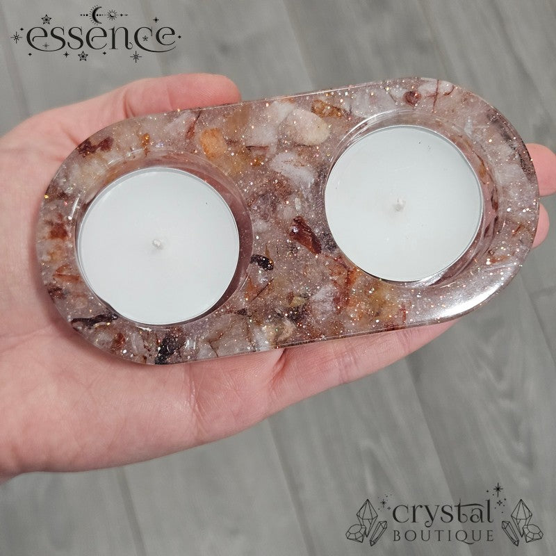 Double Crystal Resin Candle Holders