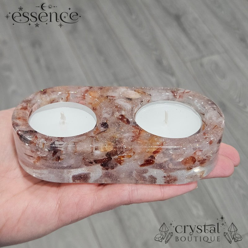Double Crystal Resin Candle Holders