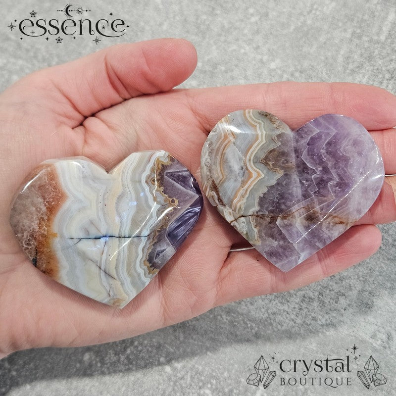 Amethyst & Crazy Lace Agate Hearts