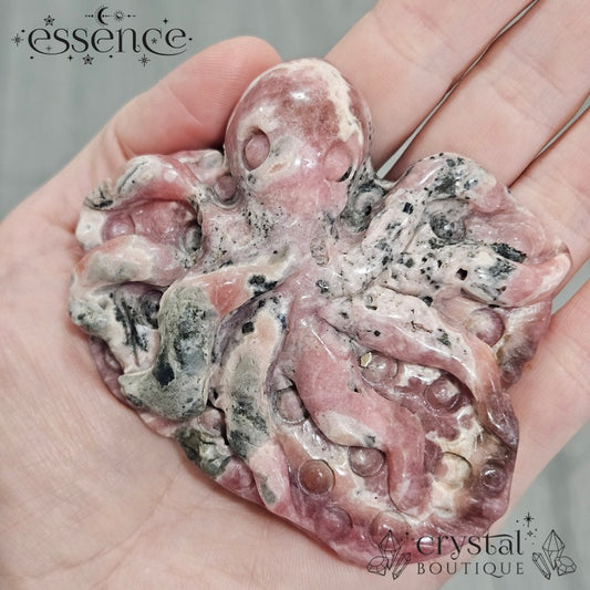 Rhodochrosite Octopus Carving