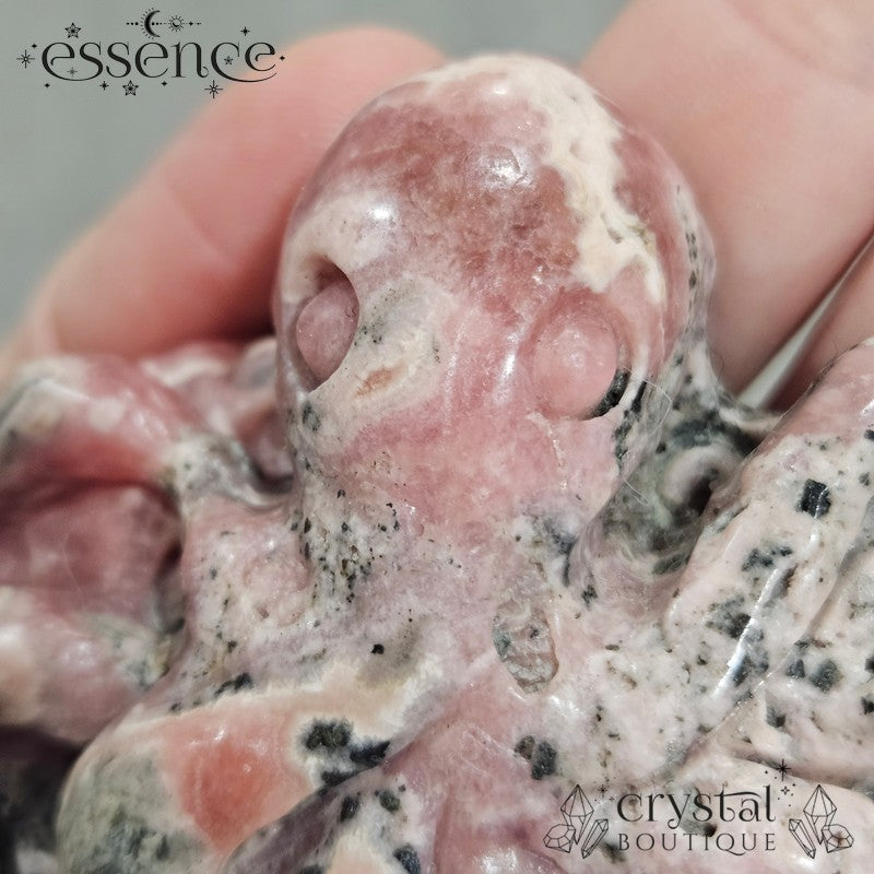 Rhodochrosite Octopus Carving