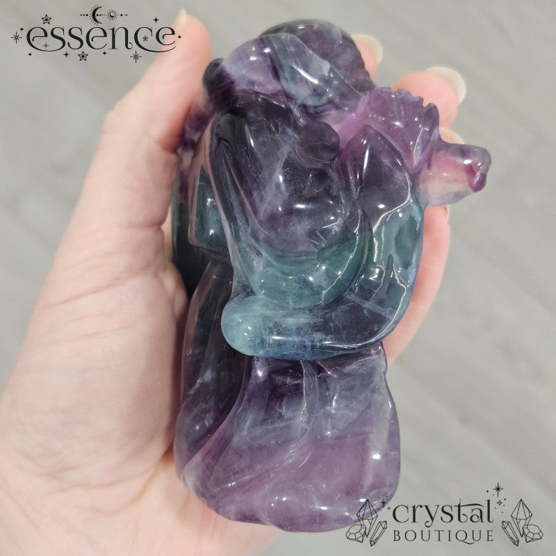 Rainbow Fluorite Laughing Buddha - 619gms