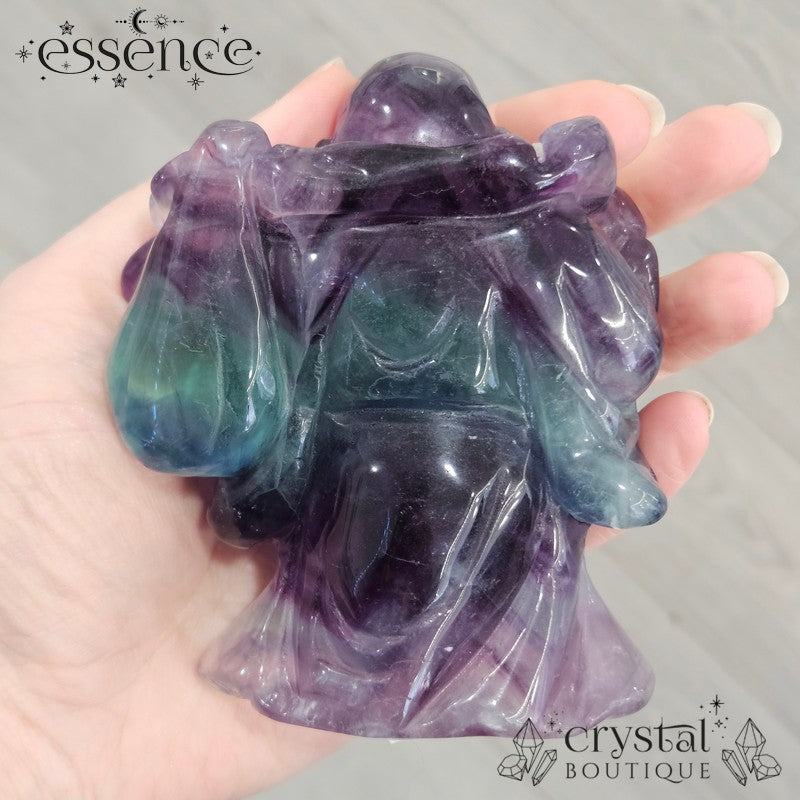 Rainbow Fluorite Laughing Buddha - 619gms