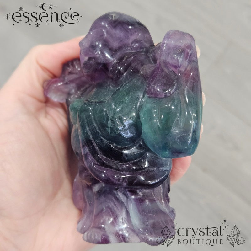 Rainbow Fluorite Laughing Buddha - 619gms