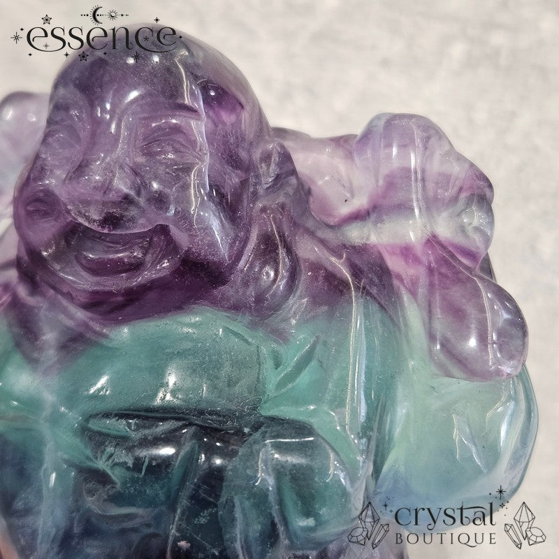Rainbow Fluorite Laughing Buddha - 619gms