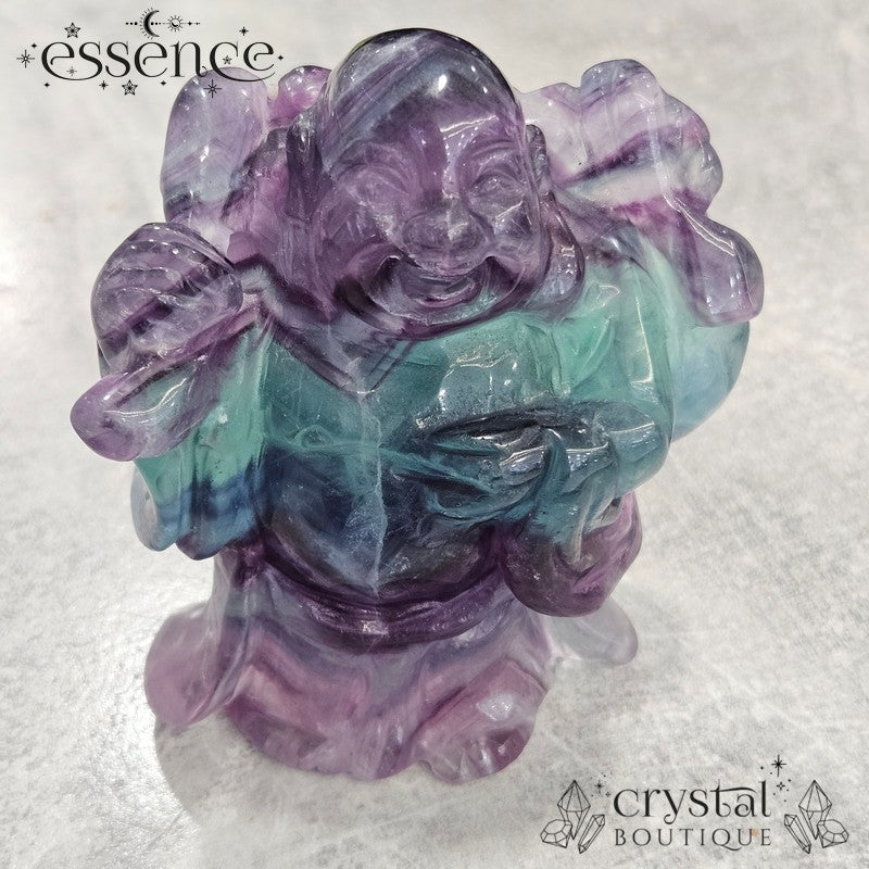 Rainbow Fluorite Laughing Buddha - 619gms
