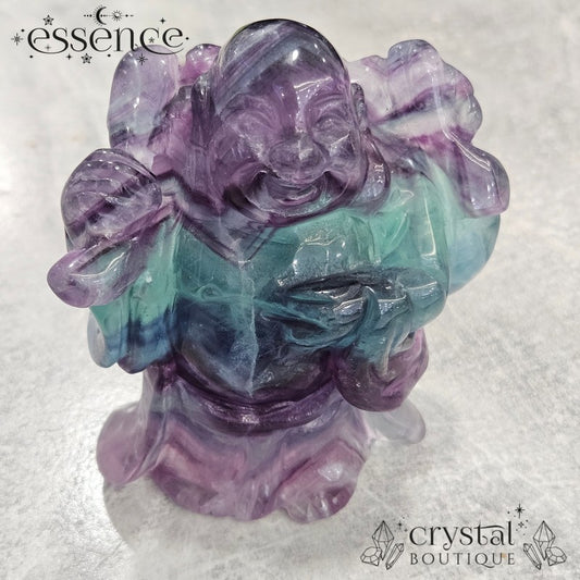 Rainbow Fluorite Laughing Buddha - 619gms