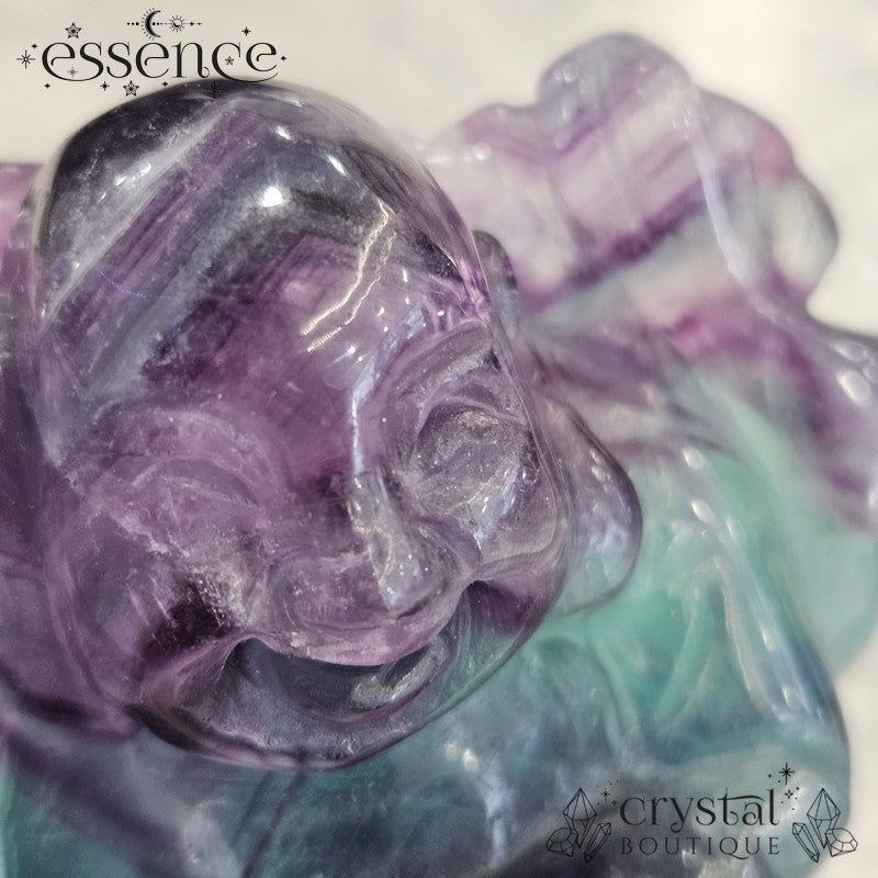 Rainbow Fluorite Laughing Buddha - 619gms