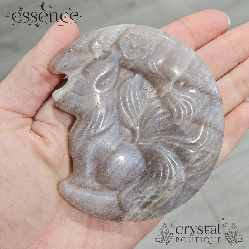 Moonstone Nine-Tailed Fox Carvings