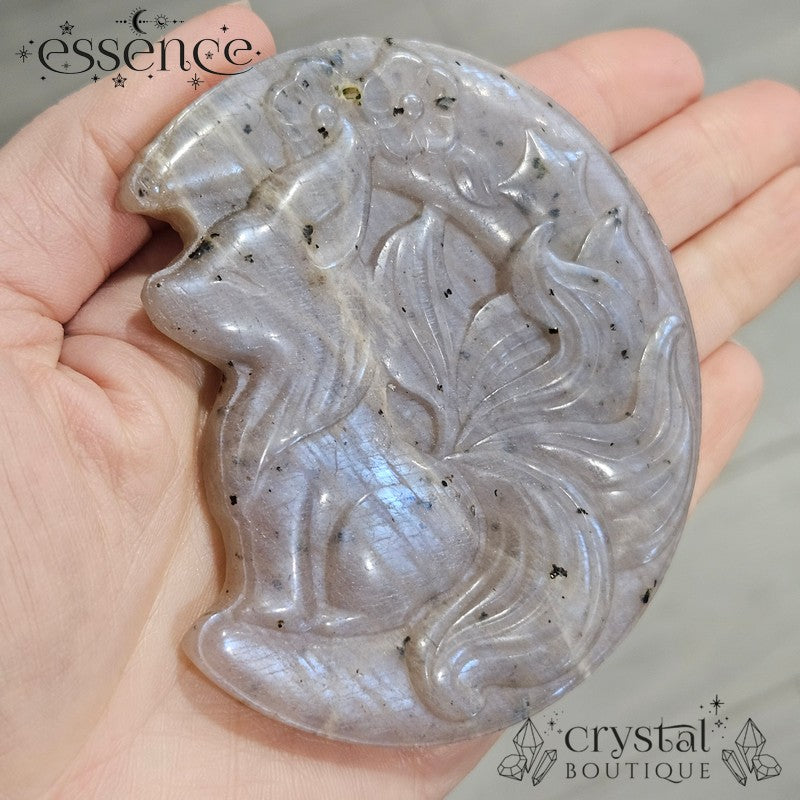 Moonstone Nine-Tailed Fox Carvings