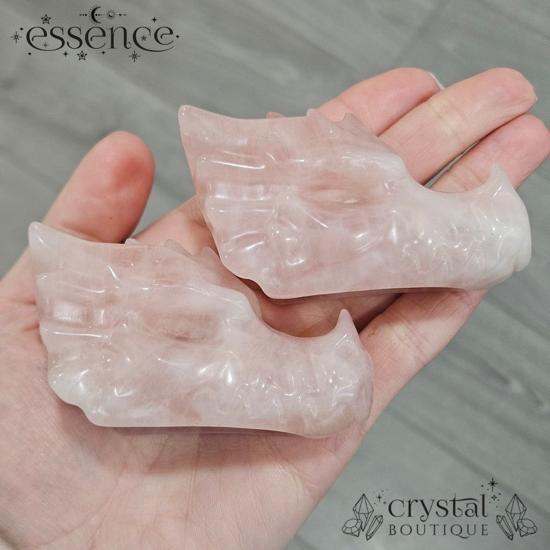 Rose Quartz Dragon Head Carvings