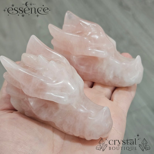 Rose Quartz Dragon Head Carvings