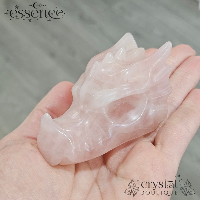 Rose Quartz Dragon Head Carvings