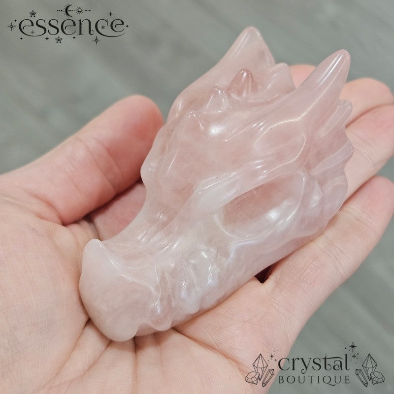 Rose Quartz Dragon Head Carvings