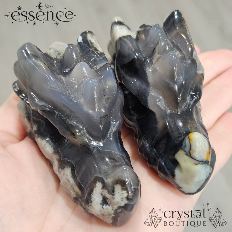 Volcano Agate Dragon Head Carvings