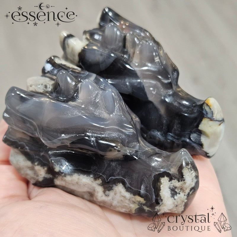 Volcano Agate Dragon Head Carvings